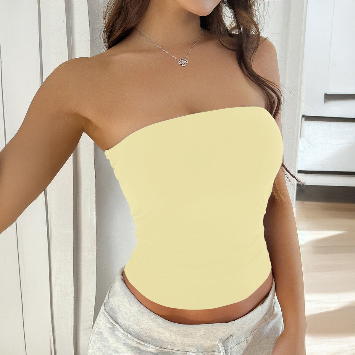 Top a tubino in maglia senza schienale sexy Y2g in tinta unita per donna