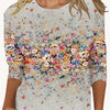 European And American Flower Plant Printed Round Neck Long Sleeve