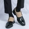 Low Top Pointed Round Toe Button Leather Shoes Men Slip-on