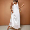 Womens Solid-Color Lace Hollow-Out Suspender Dress