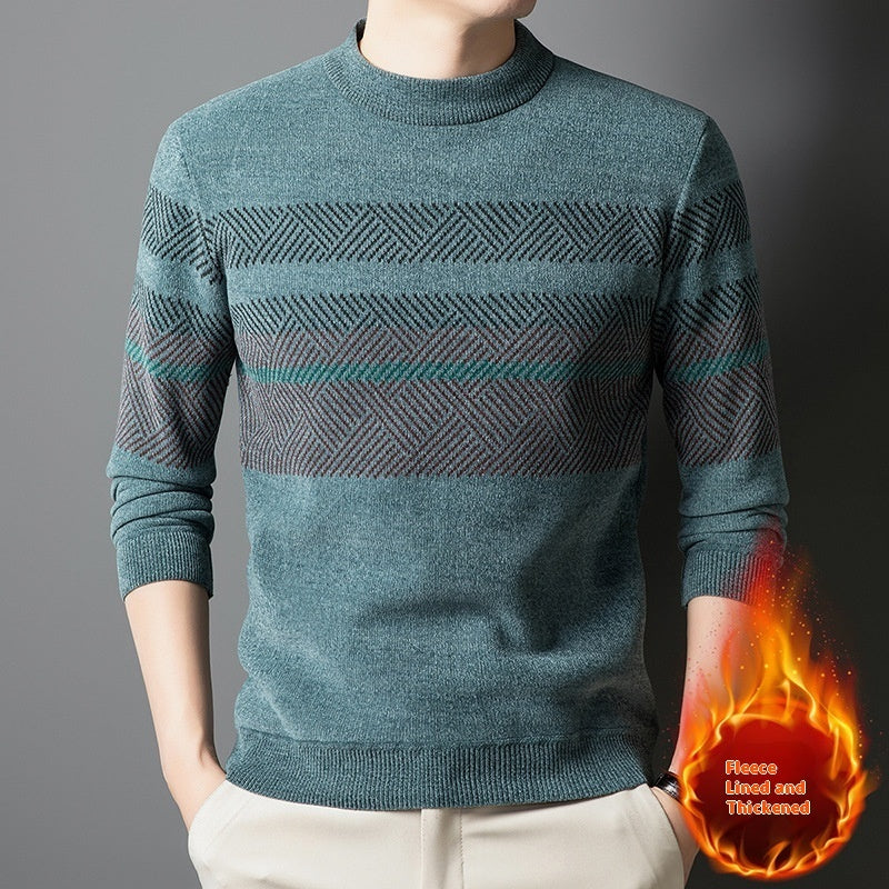 Men's Thermal Knitting Middle-aged Fleece Lined Sweater