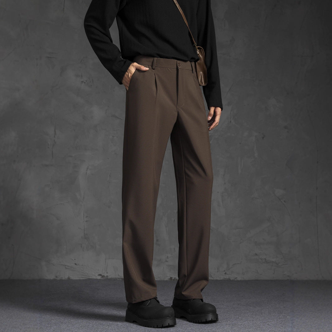 Black Loose Drooping Straight Casual Suit Pants