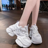 Genuine Leather 8cm Thick Bottom Women's Height Increasing Casual Sneaker