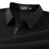 Vertical Texture Button Access Control Collar T-shirt