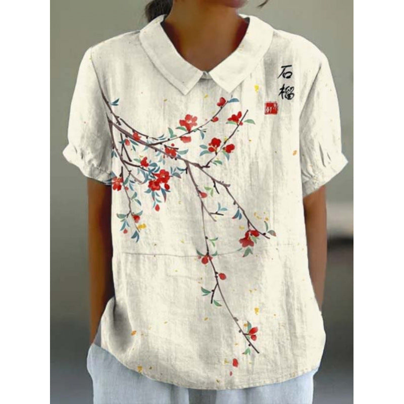 Pullover da donna a maniche corte stampato