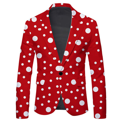Giacca da abito casual da uomo monopetto con stampa a pois