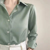 Women's High-grade Green Satin Shirt
