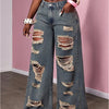 Women's Retro Distressed Kimchi Wide-leg Jeans