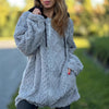 Hooded Solid Color Fur Zip Long Sleeve Coat Women