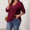Camicia casual chic a maniche lunghe con scollo a V e bottoni in tinta unita