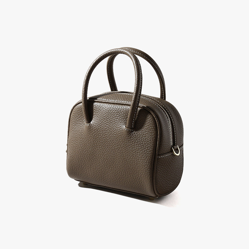 Borsa a tracolla da donna, in pelle di vacchetta, coordinata, primo strato