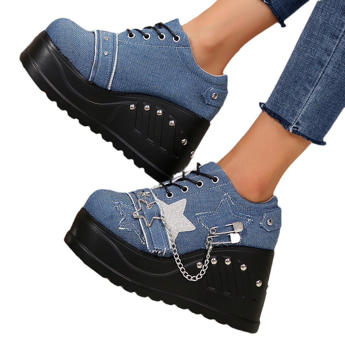 New Platform Increased Denim Plus Size Women's Shoes