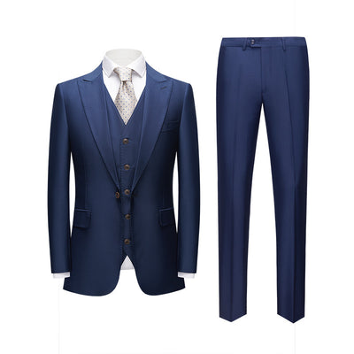 Abito tre pezzi casual da uomo, slim fit, blu scuro, stile British Coreano