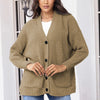 Cardigan con scollo a V, tasche larghe con bottoni, maglione transfrontaliero