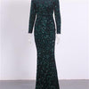 Vestito da sera da donna modesto elasticizzato con paillettes blu royal per balli e feste