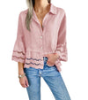 Camicia Con Bordo In Pizzo E Dettagli Svasati In Pizzo Sui Polsini