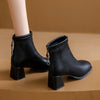 Fashion Square Toe Chunky Heel Back Zip Ankle Boots