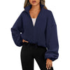 Women's Solid Color With Fur Sports Zipper Coat