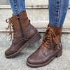 Couple Round Toe Martin Boots Chunky Heel Lace-up