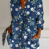 Camicia da donna a maniche lunghe, stampa floreale retrò ed elegante
