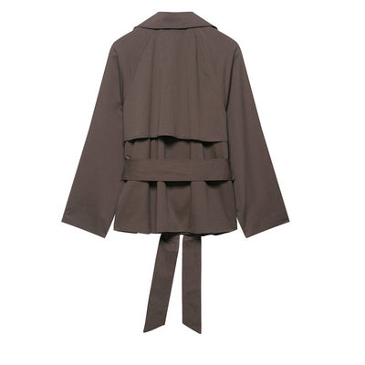 Fashion Design Lapel Belt Wind-breaker Coat