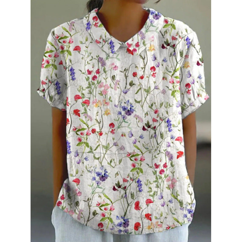 Pullover da donna a maniche corte stampato