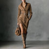High Quality Cashmere Slim Fit Lapel Shirt Dress For Women