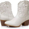European And American Retro Chunky Heel Side Zip Western Denim Boots