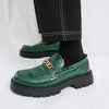 Men's Autumn Thick Bottom Crocodile Pattern Loafers Leather Shoes