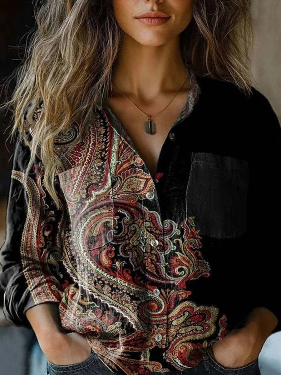 Camicetta a maniche lunghe da donna con stampa digitale 3D