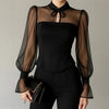 Stylish New Womens Blouse With An Elegant Puff-sleeve Neckline And Tie Detailing