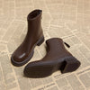 Women's Thick Heel Flat Ankle Boots