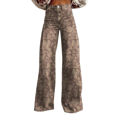 American And European-style Womens Flared Denim Jeans Made From Pure Cotton