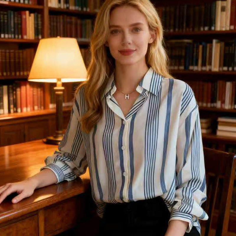 Camicia a maniche lunghe a righe, stile casual