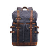 Retro Crazy Horse Leather Casual Canvas Oil Wax Hiking Backpack