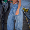 Street Style Loose Distressed Retro Washed Wide Leg Jeans