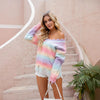 Knitted Sweater Loose Cut Tassel Plus Size Rainbow Sweater