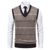 Autumn And Winter Fleece-lined Casual Dad's Diamond Vest Pullover