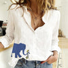Camicia da donna a maniche lunghe con stampa di elefanti