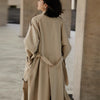 Twill Large Lapel Double Breasted Lacing Mid-length Trench Coat