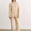 Women's Turtleneck Soft Fashion Casual Slit Sweater Suit