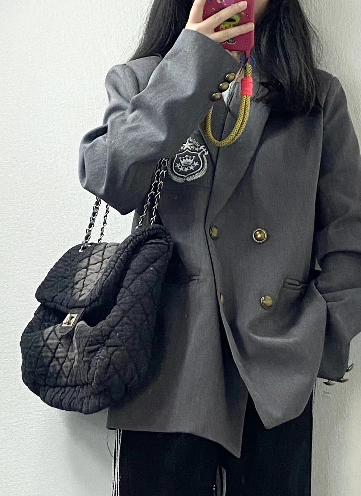 Borsa hobo in denim tinto a inchiostro