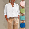 Camicetta da donna casual a maniche lunghe con scollo a V e bordo in pizzo