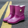 Fashion Rain Boots Women's Middle Tube Non-slip Warm