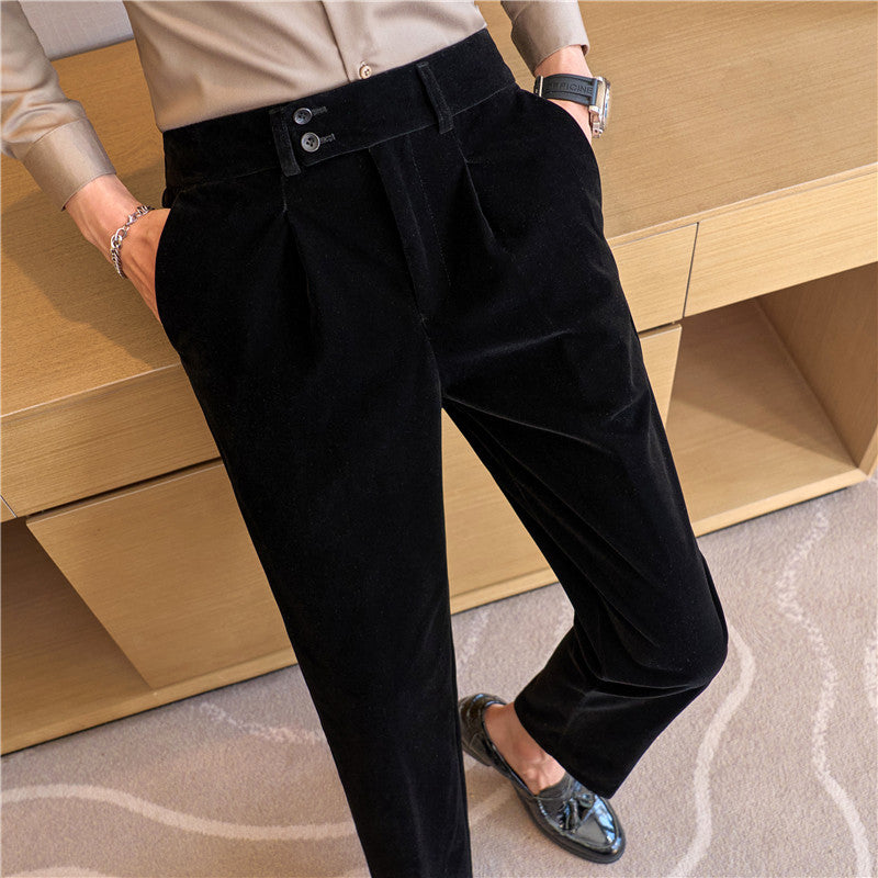 New Arrival Comfortable Stretch-waist High-end Thick Velvet Casual Pants