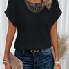 T-shirt a maniche corte taglie forti con patchwork di pizzo traforato, sito indipendente, transfrontaliero