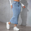 Womens Solid-Color High-Waist Plus-Size Split Pencil Skirt
