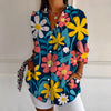 Camicia da donna a maniche lunghe, stampa floreale retrò ed elegante