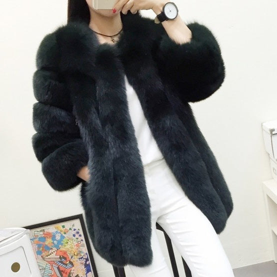 Fox Fur Mid-length Coat For Women