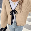 Lace-up Sweater Solid Color Loose Long Sleeves Jacket